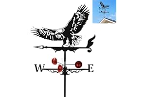 Domigard 3D Flying Eagle Weathervane Metal Wind Vane Weathercock,Roof Mount Weather Vane for Garden Farmhouse Yard Chicken Coop Patio Outdoor Decoration