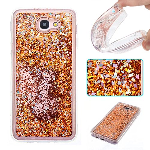 Samsung A5 2017 Case,Cute [Coppery] 3D Creative Bling Sparkle Liquid Quicksand Floating Flowing Glitter Design Soft TPU Gel Rubber Cover for Samsung Galaxy A5 2017