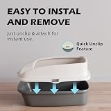Vivo Technologies Cat Litter Tray Box Open Top with Free Scoop Dark Grey view 3