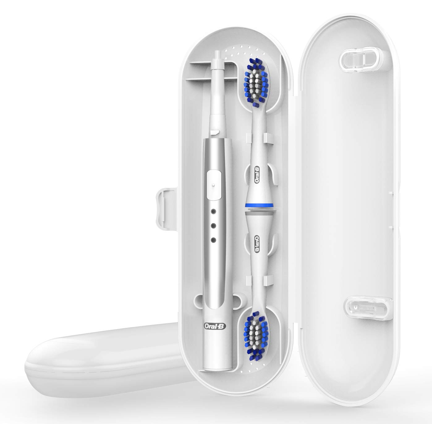 Pulsonic Slim Travel Case for Oral B, Poketech Travel Cases for Oral B Pulsonic Slim Sonic Toothbrush for Oral-B 1 Handpiece and 2 Brush Heads Premium - White