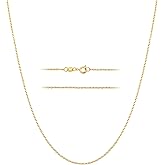 KISPER 24k Gold Cable Link Chain Necklace – Thin, Dainty, Gold Plated Stainless Steel Jewelry for Women & Men with Spring Ring Clasp