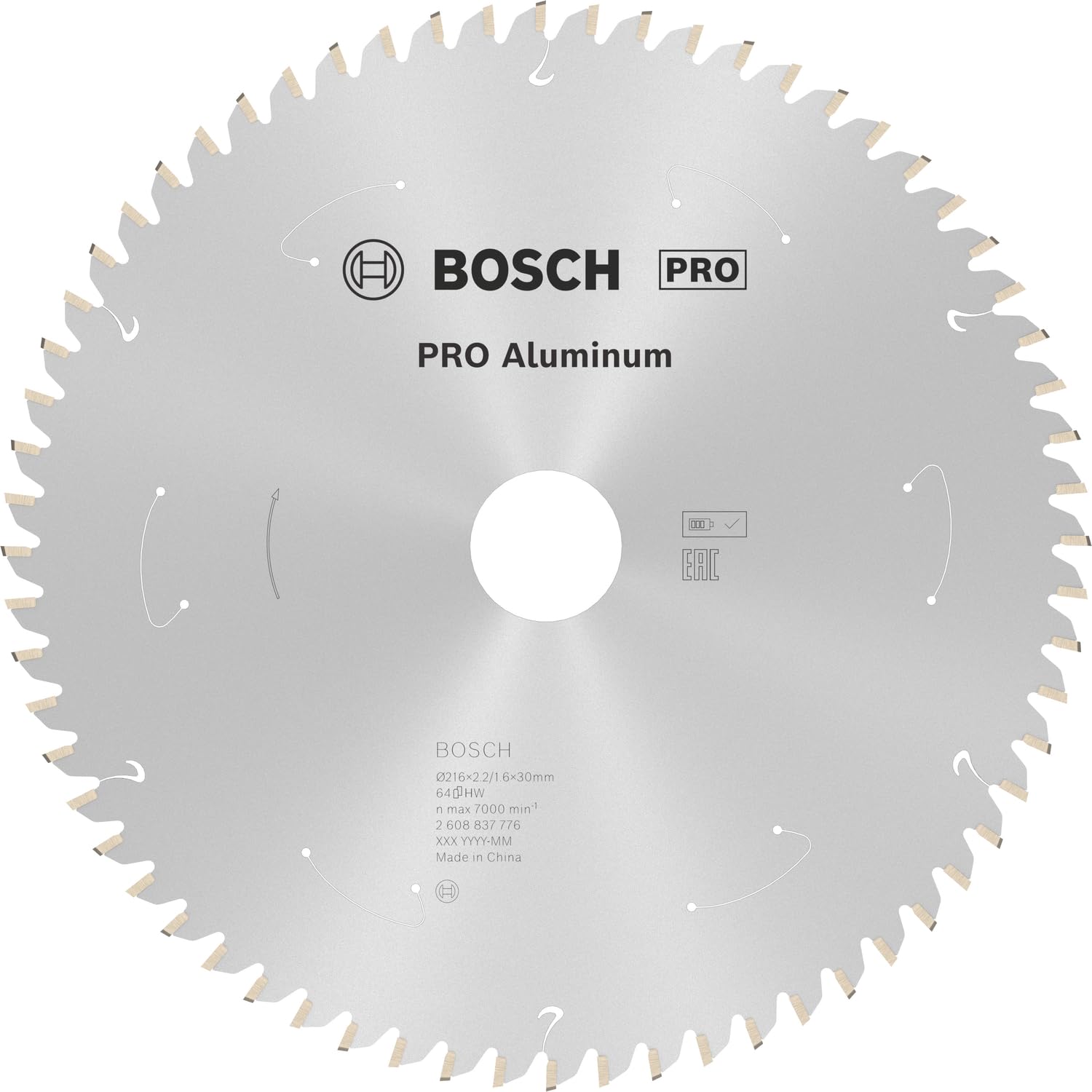 Bosch Professional Circular Saw Blade Standard (for Aluminium, 216 x 30 x 2.2 mm, 64 teeth; Accessories: Cordless Circular Saw)