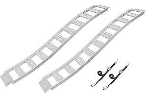 CargoSmart Aluminum Fixed S-Curve Ramp with Treads (2pk) – Easily and Safely Load and Unload Your Light Equipment, Lawn Tractors, ATVs and More, 1,500 lb. Capacity, 12” W x 90” L