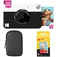 KODAK Printomatic Full-Color Instant Print Camera Starter Bundle + Carrying Case + Zink 20pk Photo Paper - Colorful Photos On 2x3 Sticky-Back Paper - Fun Gift for Birthday Christmas Holiday - Black