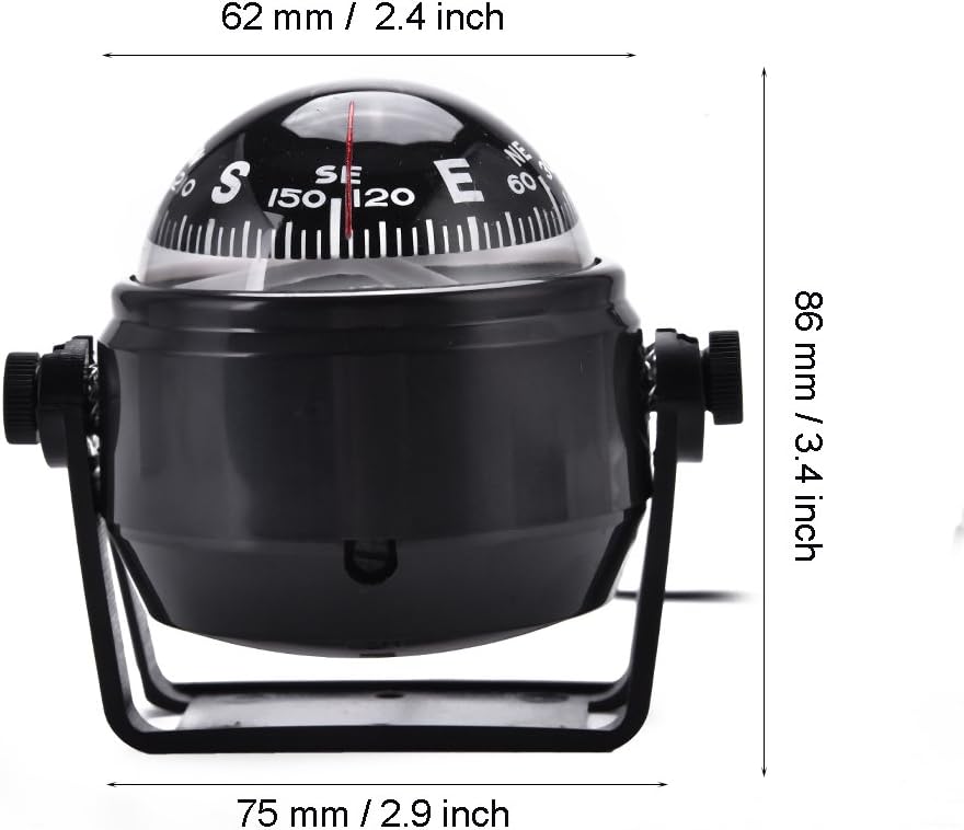 Vbestlife LED Ball Compass Outdoor High Precision Car Boat Marine Military Digital Magnetic Adjustable Compass : Sports & Outdoors