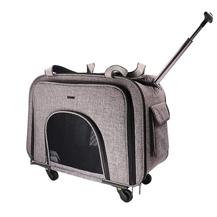 WLDOCA Transporttasche aus Nylon für Damen Hunde Katzen Belüftung des Transportwagens 58 * 38 * 32 cm,Gray