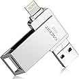 MFi Certified 512GB Flash Drives 3.0 High Speed 3ni1 USB Stick External Storage Compatible for iPhone/PC/iPad/Android/More Devices for Photos and Videos Transfer Storage Backup(512-Silver)