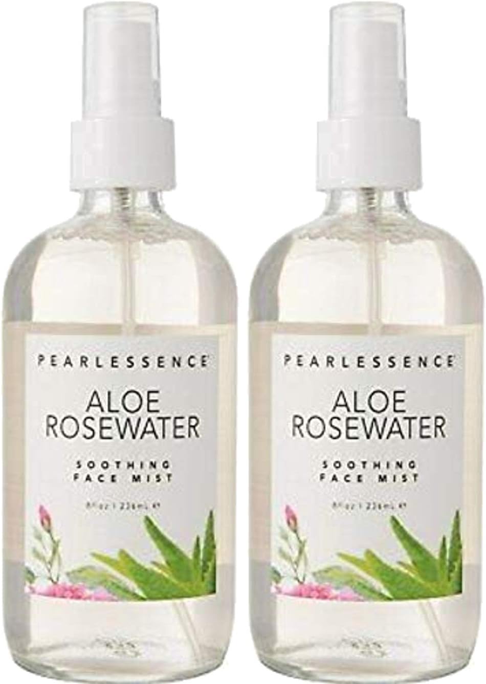 Pearlessence Aloe Rose Water Soothing and Hydrating Face Mist, 8 Oz (2 Pack)