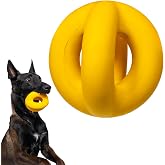 WoofBite Indestructible Dog Ball - Lifetime Replacement - Durable Dog Toy for Aggressive Chewers - Safe, Non-Toxic Natural Rubber - Chew, Tug &amp; Fetch - Tough, Heavy Duty Chew Toy - 4&rdquo; (Softball Size)