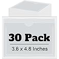 Chinco 30 Pcs Self Adhesive Pockets, Bin Labels for Storage Bins, Clear Pocket Label Sleeves, Plastic Index Card Holder with Top Open for Organizing Bins Box Drawer(3.6 x 4.8 Inches)
