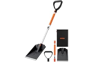 AstroAI Plastic Snow Shovel for Car, Extendable Snow Shovel with Thickened Aluminum Handle and Blade, Portable and Multifunct