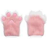 HAOAN Furry Faux Fur Fox Cat Paws Gloves Animal Fursuit Mittens Halloween Christmas Cosplay Costume Props