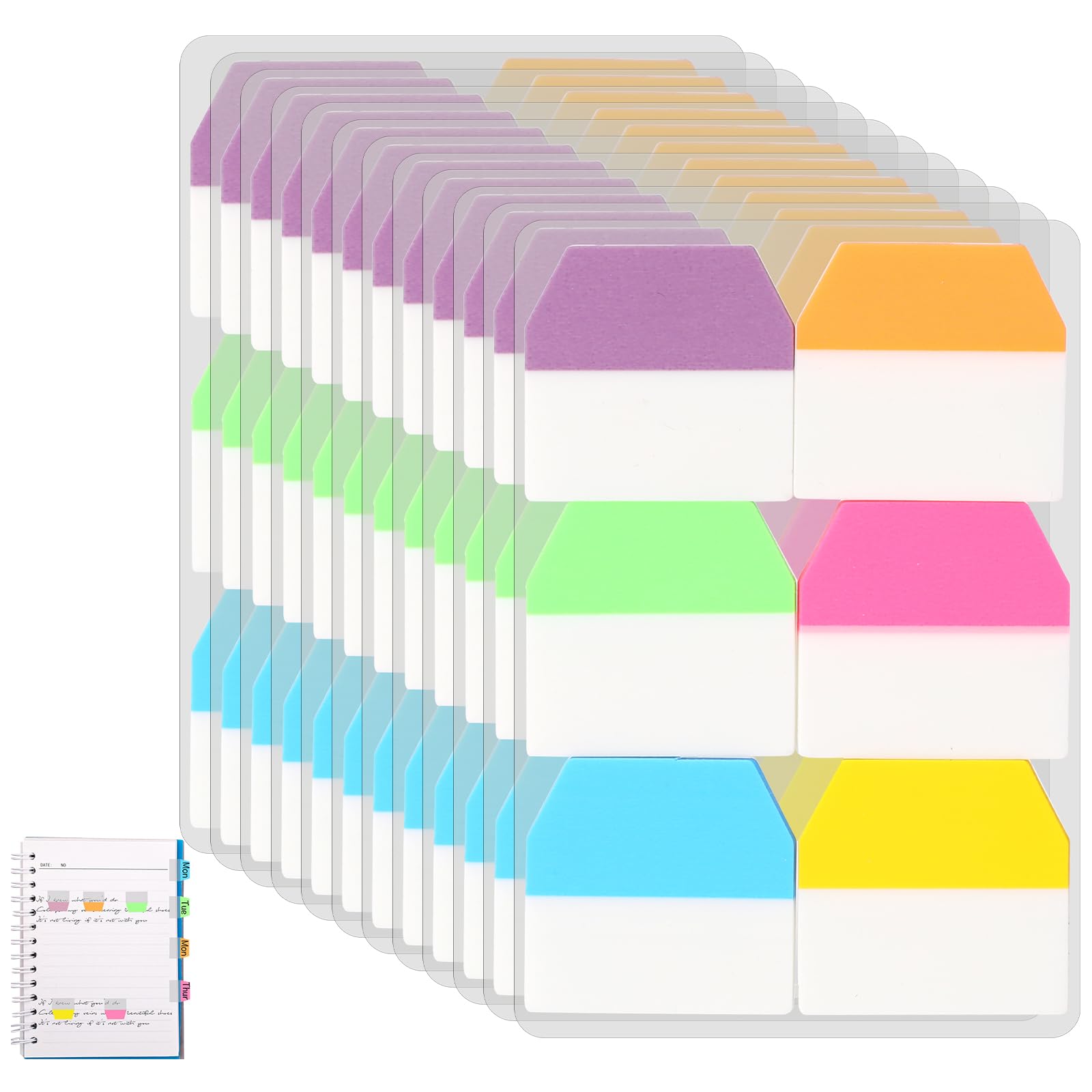 1440 PCS Sticky Index Tabs Flags Set Writable Sticky Index Tabs Transparent Book Tabs Medium File Tabs Flag Filing Tabs Page Markers Tape Flags for Book Tags Stickers Index Markers Office School
