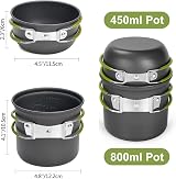 Odoland Camping Saucepans Set 10 Pieces Ultralight Stove Hiking Fishing view 2