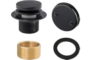 Artiwell Tip-Toe Bathtub Drains Trim Set with Two-Hole Overflow Faceplate, Replacement Bath Drain Trim Kit with 2-Hole Overflow Faceplate and Universal Fine/Coarse Thread (MATT BLACK)