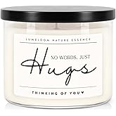 LUMELOOM Sympathy Gifts for Loss of Loved One, Memorial Gifts, 14.5oz, Large 3-Wick Lavender Scented Soy Wax Candle, No Words Just Hugs, Bereavement, Condolence, Grief, Think of You Candle for Women