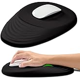 Hokafenle Ergonomic Mouse Pad Wrist Support with Stepped-Wedge Design, Wrist Rest Pain Relief Mousepad Filled with Memory Foam, Carpal Tunnel Mousepad for Wireless Mouse(12x8 inch, Black)
