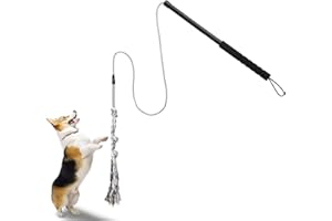 Gingull Outdoor Flirt Pole for Dogs - Interactive Toy Teaser Wand for Dogs Outdoor Chase and Tug of War Heavy Duty Dog Flirt Pole, Durable Pet Toys for Small Dogs, Black