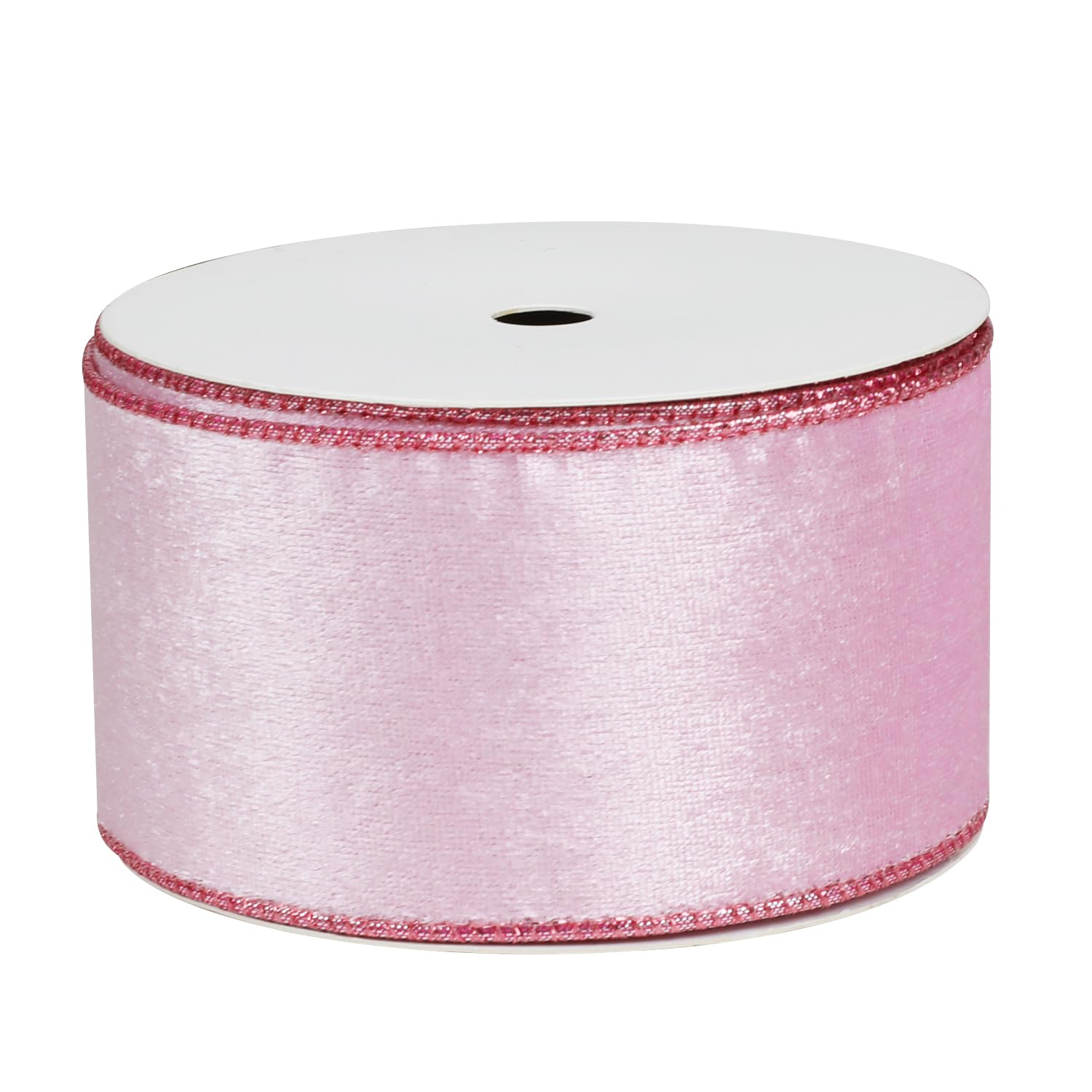 VEYLIN Pink Satin Ribbon 63mm, 9m(10 Yards) Double Sided Solid Colors Velvet Ribbon for Christmas Tree Decoration DIY Craft