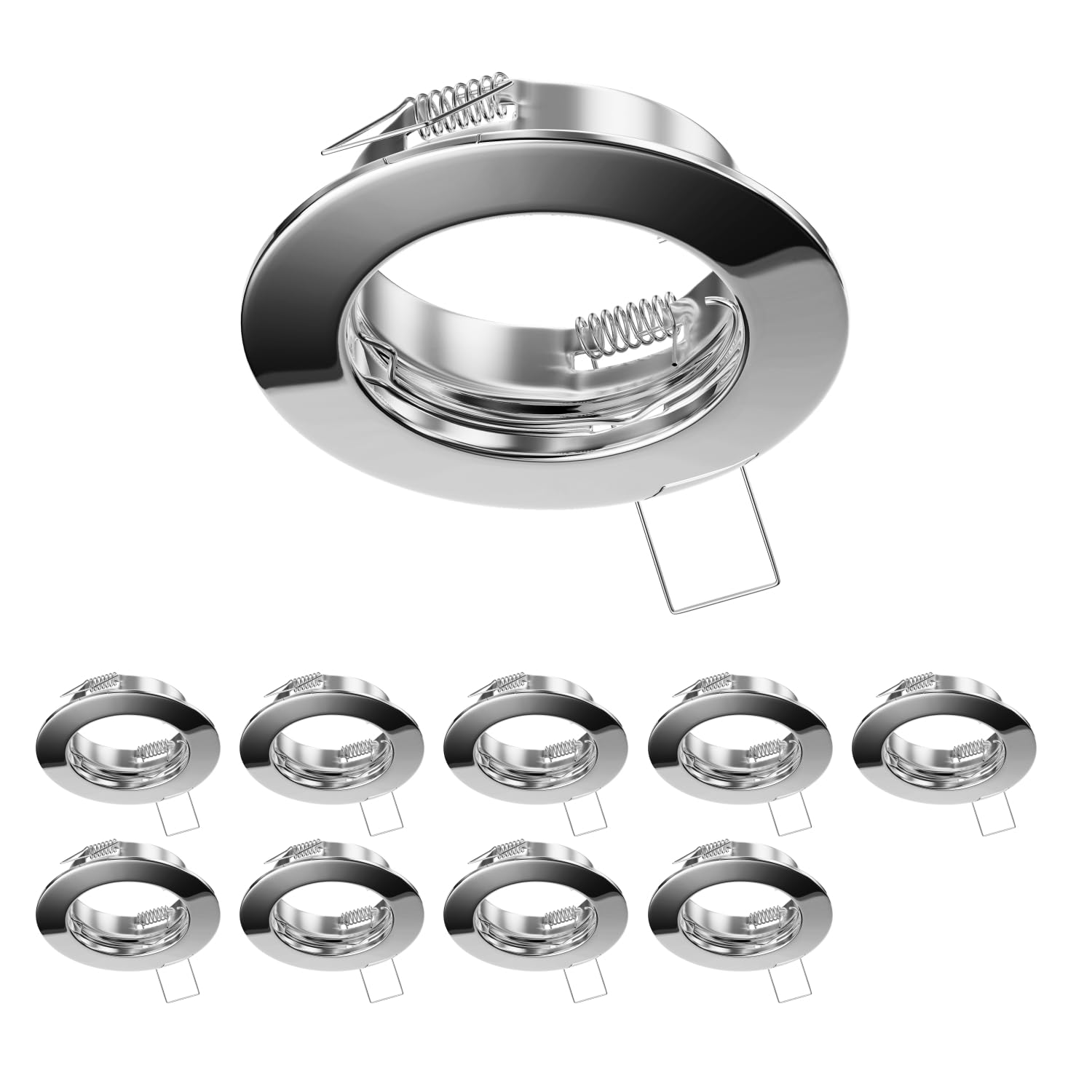 ledscom.de 10 Pieces Ceiling mounting Frame Fere, Round, Glossy Chrome
