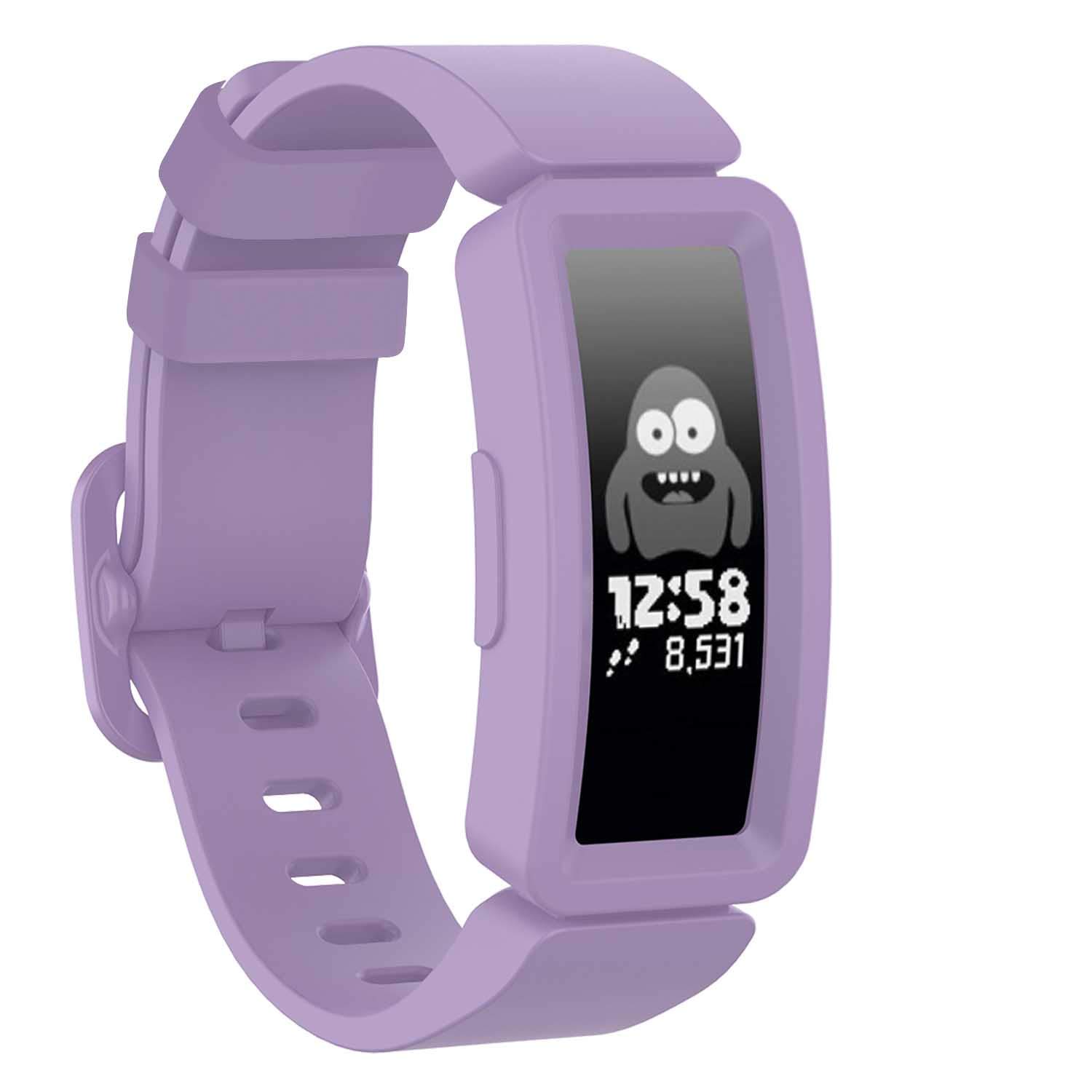 TopPerfekt Strap Compatible With Fitbit Ace 2 for Kids 6, Soft Silicone Waterproof Bracelet Accessories Strap Boys Girls Wristbands Compatible for Fitbit Ace 2 (Lavender)