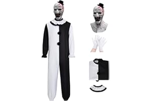 Hqroidd Scary Clown Costume Art Clown Mask Killer Cosplay Outfits Horror Jumpsuit for Carnival Party Halloween Accessory
