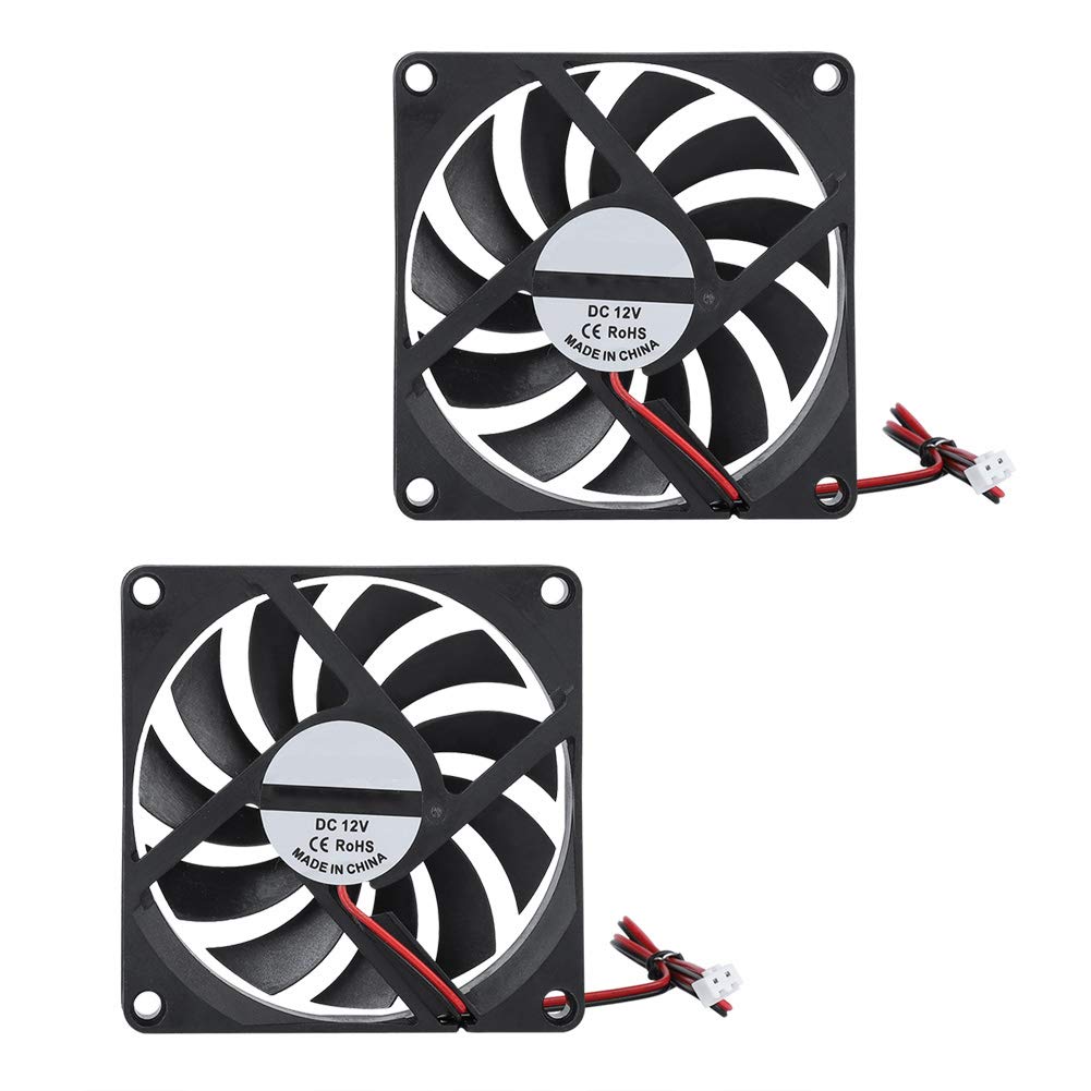 Tosuny 2PCS 3D Printer Cooling Fan, 80mm x 80mm x 10mm 12V Cooling Fan, High-speed 6000RPM, 21.46CFM Large Air Volume
