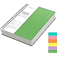 EMSHOI A4 Spiral Notebook College Ruled Lined Journal, 11.2" x 8.27", 300 Pages, 100gsm Thick Paper, Waterproof Softcover, Twin-Wire Binding, Sticky Notes, Green
