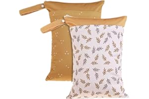 Opgroeie Wet Dry Bags with Two Zippered Pockets and Handle, Reusable Storage Bag for Breast Pump Parts & Baby Items, Waterproof Diaper Bags, Yoga Gym Bag for Swimsuits or Wet Clothes-2pcs, 11.8*15.75"