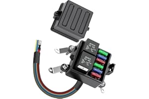 homwowo 6 Slots Relay Fuse Box Waterproof Automotive Fuse Box with Color-Coded Wires and Rubber Coil Seal Dustproof Automotiv