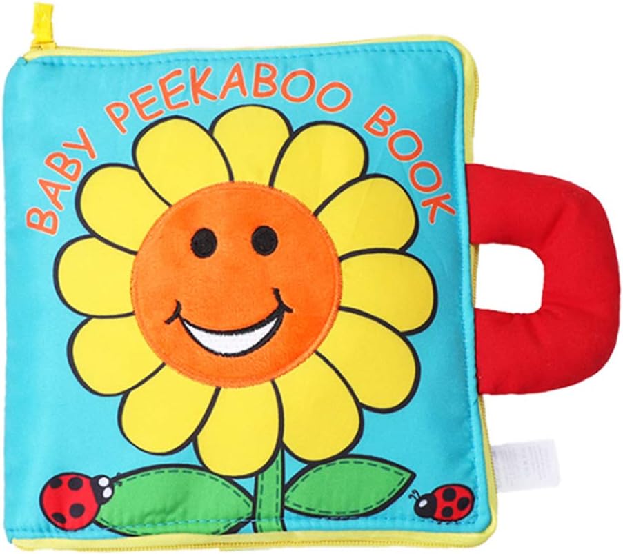 KAKIBLIN Peek A Boo Baby Book, Soft Baby Peekaboo Book A Lift-the-Flap Book Sensory Cloth Book Activity Book for Babies Non-Toxic Fabric Book for Early Educational Learning of Plants and Small Animals
