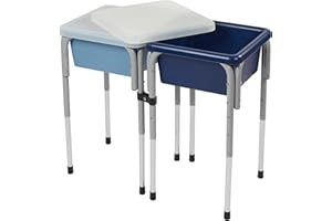 Back2School Express Double Sensory Table with Lids, Adjustable Table, Navy/Powder Blue
