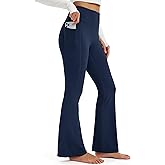 MAGCOMSEN Womens Fleece Lined Leggings Flare Pants High Waist Water Resistant Winter Thermal Casual Pants with Pockets