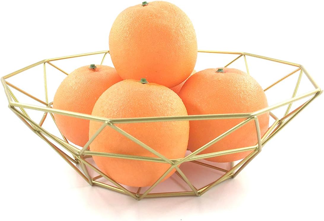 GOLDCHEE Creative Gold Iron Fruit Bowl Countertop Storage Basket Dish Fruit Vegetables Storage Basket For Kitchen Countertop (C)