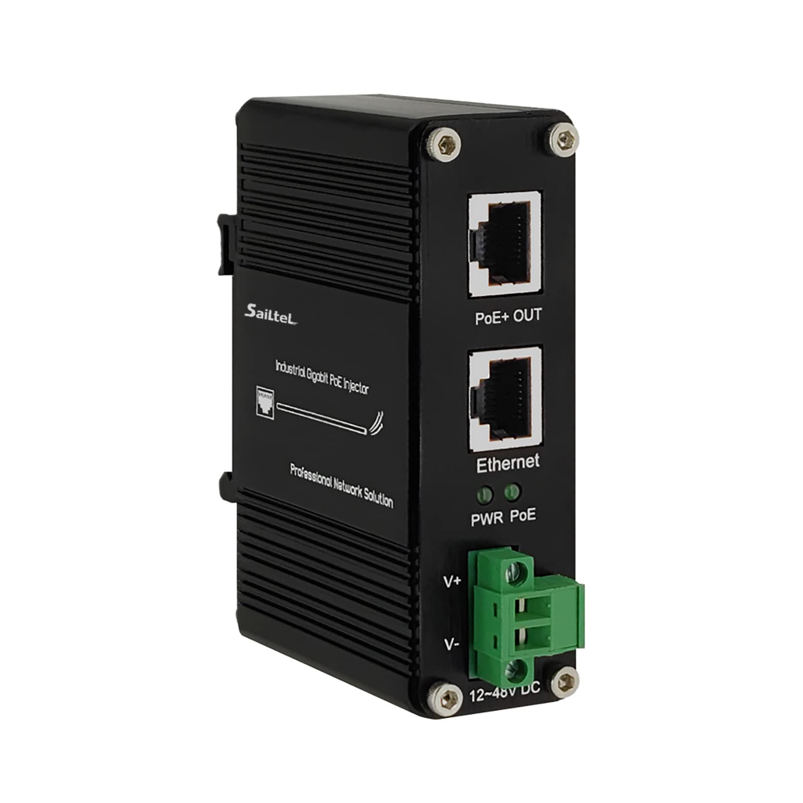 Photo 1 of PoE Injector - SaiLteL Industrial Gigabit PoE+ Injector,IEEE 802.3 bt /802.3at/802.3af Compliant,30W Hardened POE Adapter with 12-48V DC Input DIN- Rail, Wall Mount