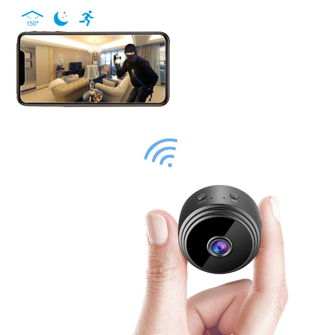 Spy Camera Wireless Hidden WiFi Camera AREBI HD 1080P Mini Camera Portable Home Security Cameras Covert Nanny Cam Indoor Video Recorder Small Camcorder with Motion Activated/Night Vision A10 Plus