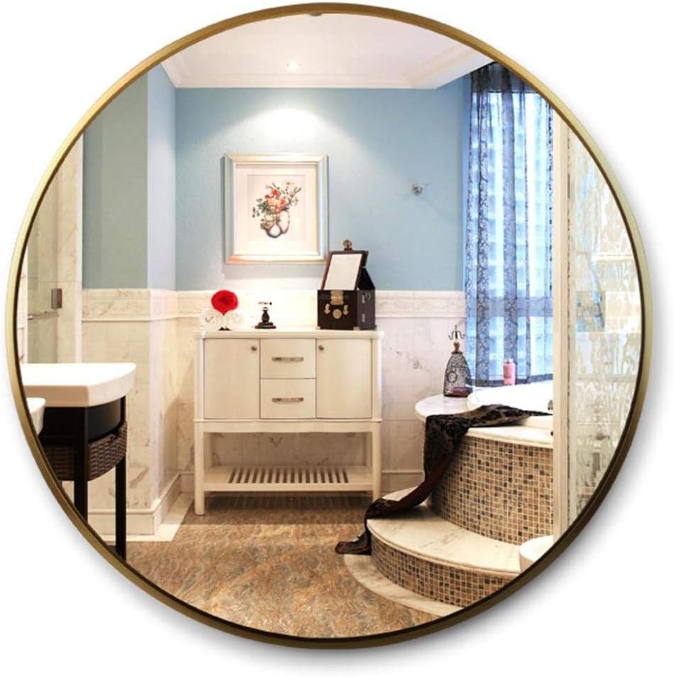 Qivor Mirrors Modern Round Wall Mirror Bathroom Accessories Anodized Aluminum Alloy Frame Rose Gold Wall Decor Diameter 40 80cm Titanium Gold 60cm 23 6in Color Rose Gold Size 60cm Amazon Ca Home Kitchen