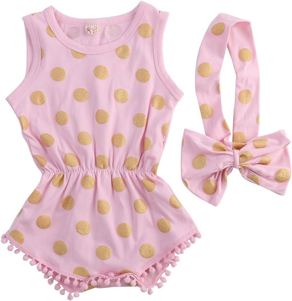 Baby Girl Clothes Gold Dots Bodysuit Romper Jumpsuit One-Pieces Outfits Set