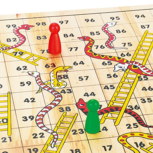 Snake and Ladder Ludo and Flying Chess 2 in 1 Natural Wooden Game