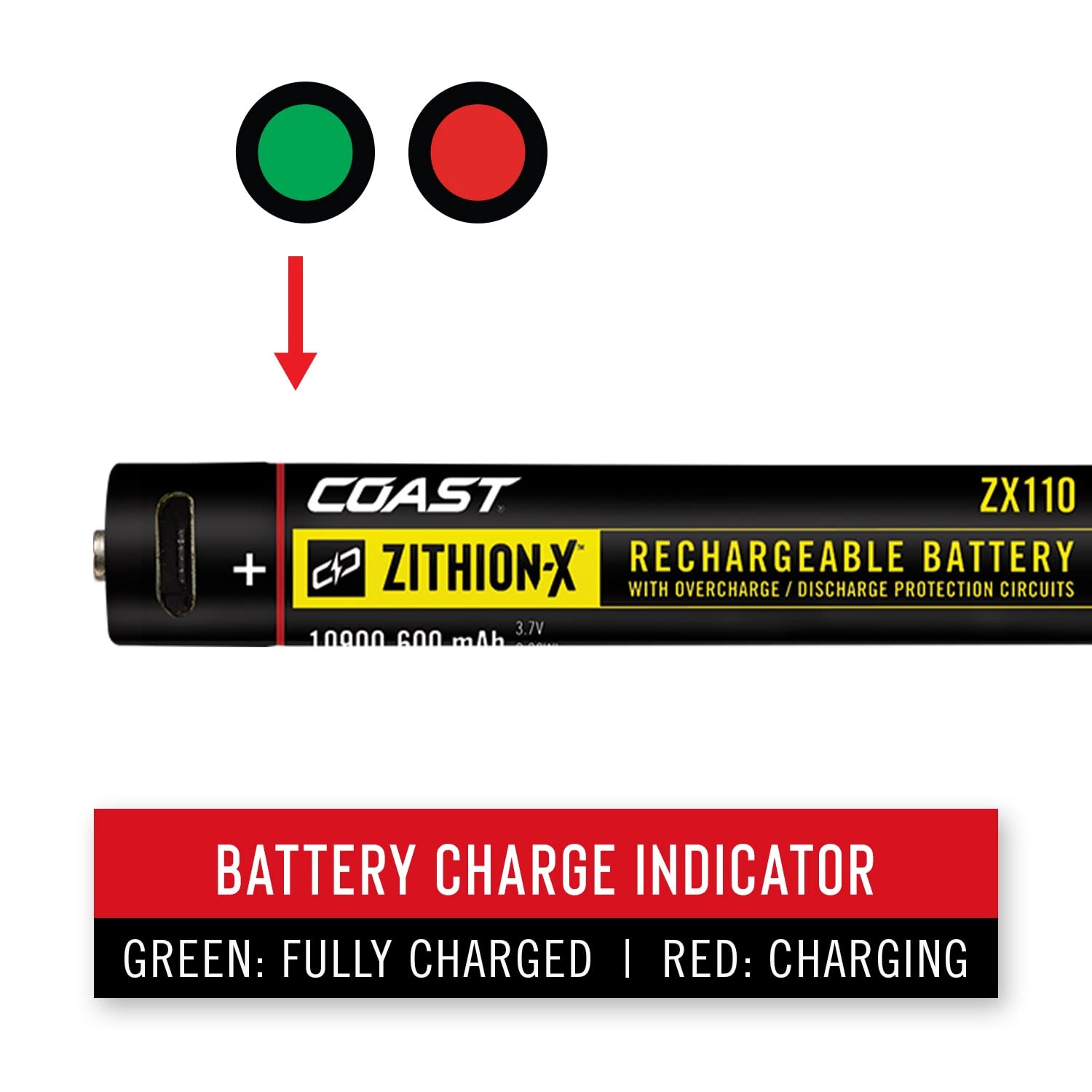 Coast ZX110 Micro-USB Rechargeable Battery
