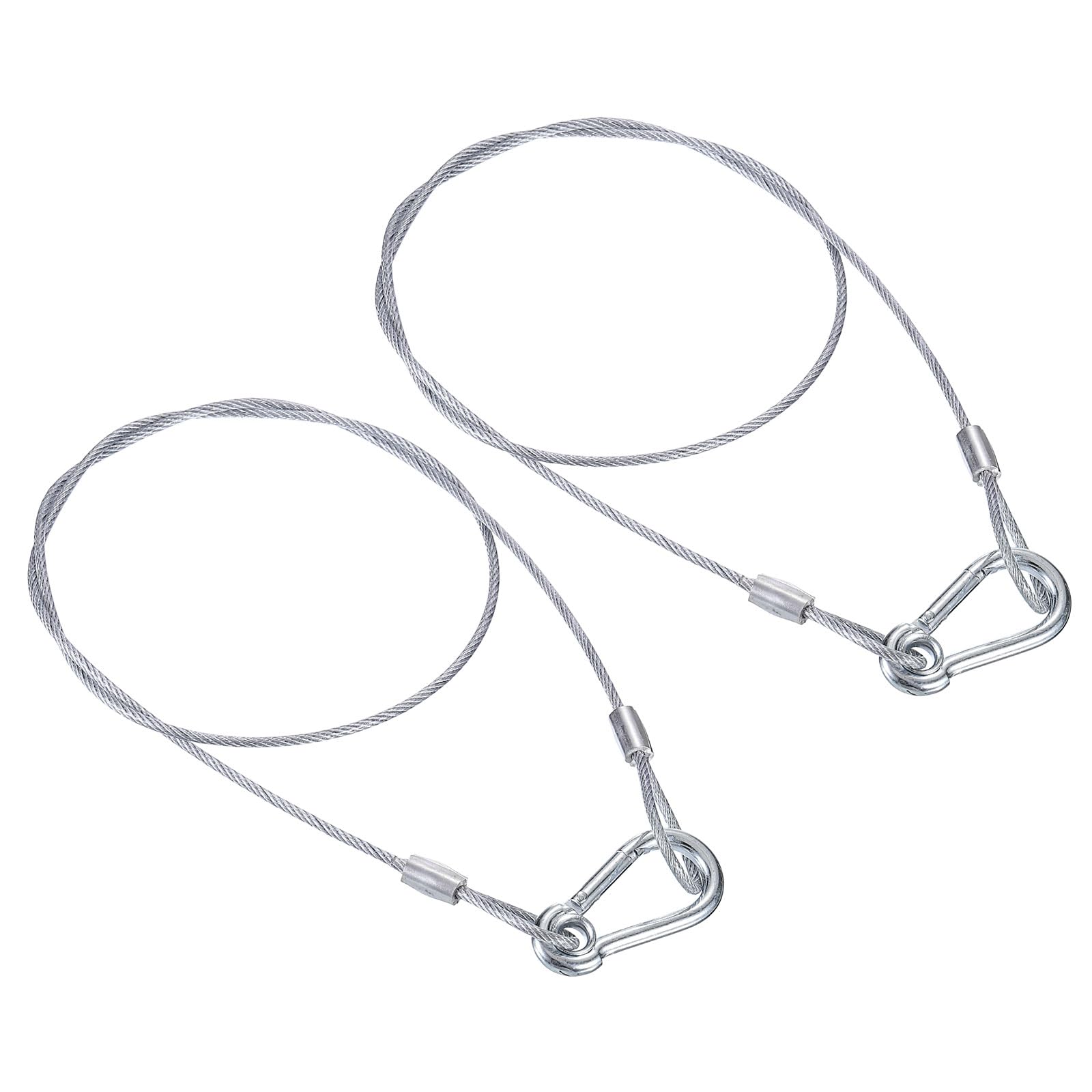 PATIKIL Stainless Steel Safety Cable 31.5"/80cm, 2Pack 2.5mm Flexible Security Wire Rope Lock Double Loops with Hook for Stage Lighting Luggage, Silver