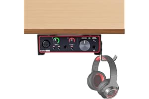 Under Desk Mount for Focusrite Scarlett Solo 3rd/4th Gen, Adjustable Headphone Hanger Stand, Multi-Position Mounting Bracket 