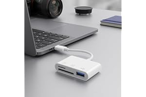 SD Card Reader USB Adapter for Phone Tablet, Plug and Play Memory Card Reader Supports SD TF MicroSD Camera Viewer No App
