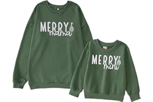 SOFEON Mommy and Me Christmas Sweatshirts Christmas Tree Merry Mama and Mini Sweatshirt Xmas Family Matching Pullover Tops