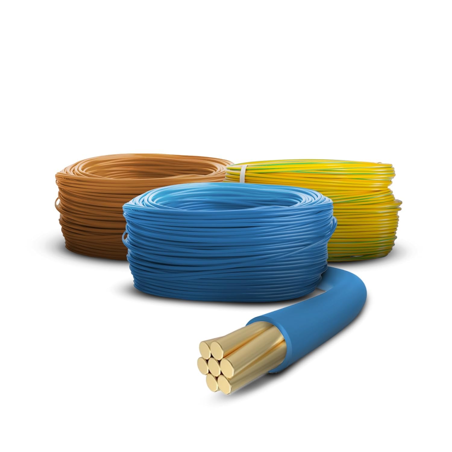 Primes DIY 2.5mm Single Core Conduit Cable, 6491X Copper PVC Earth Wire, BASEC Approved – Blue & Brown & Yellow/Green(3 Meter)