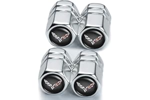 GENERIC Tire Valve Stem Cap Cover for Corvette C1 C2 C3 C4 C5 C6 C7 C8 Racing 1LT 2LT 3L Belt O-Ring Seal Corrosion Resistant tire Valve caps 4 Pack Silvery