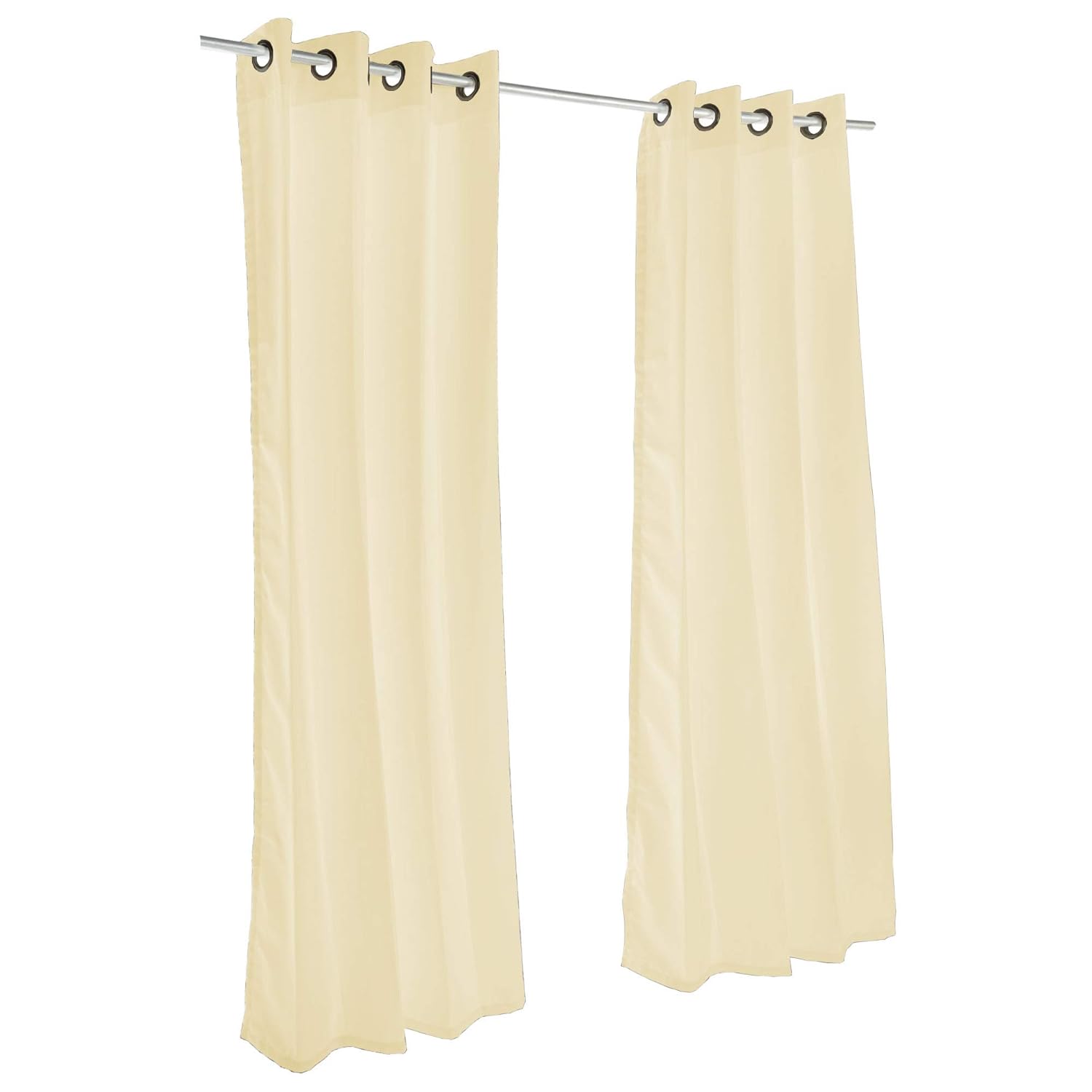 Sunbrella Canvas Brass Outdoor Curtain with Dark Gunmetal Grommets 50 in. Wide x 84 in. Long