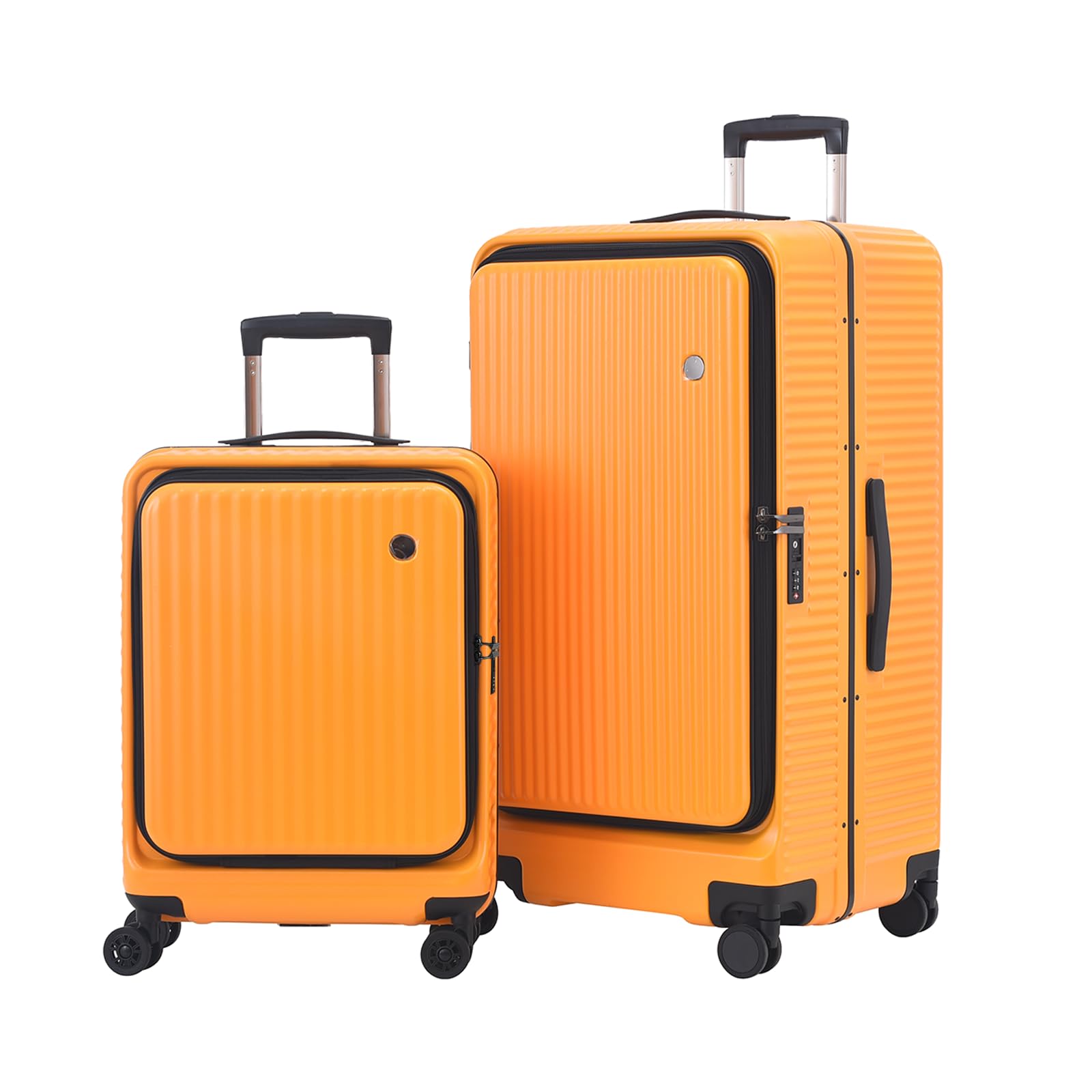 Photo 1 of ***DAMAGED -SELLING AS IS *** Kaleenie 2 pieces 20/29 Aluminum Frame Carry On and Checked Luggage Set with Side Opening, Lightweight Hardshell ABS+PC Trunk Suitcase with TSA Lock, 360° Universal Wheels & Adjustable Handle, Orange