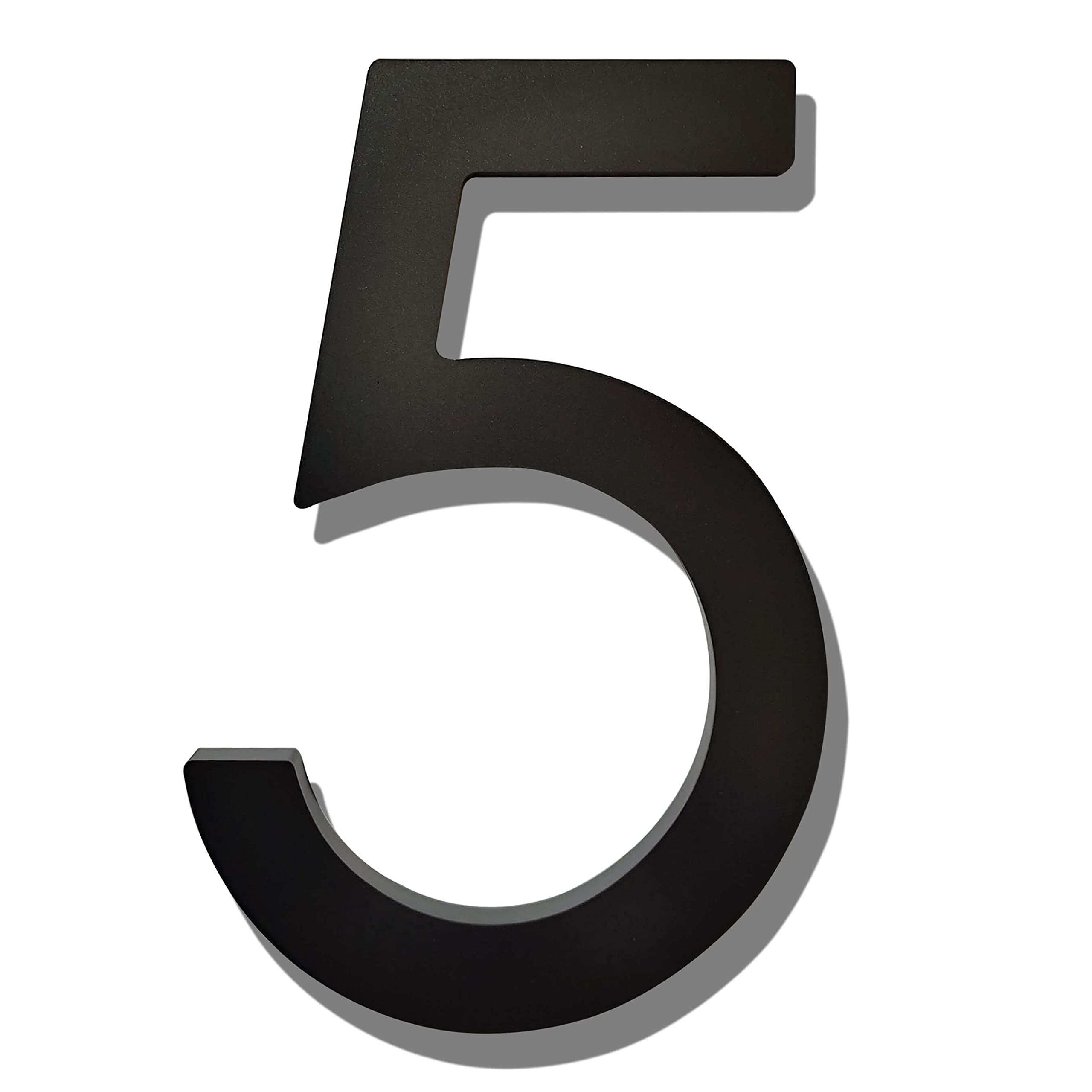Ywonoby 5 Inch House Numbers for Outside-Large Modern 3D Floating Door Numbers-Weatherproof and Easy to Install-Matte Black Acrylic Number (5)