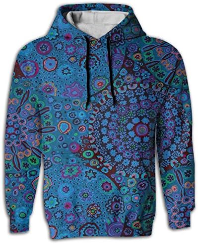 CZPWDG Kaffe FASSETT millefiore Blue Sweatshirt Hoodie Hooded Novelty Cool Pullover Unisex Realistic 3D Digital Print Pullover Sport Outwear With Pockets